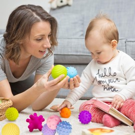 12 pcs Baby Pelotas Sensoriales para Bebés, Pelota Montessori, Pelotas con Texturas para la Exploración Sensorial y Despertar su Interés, Reconocimiento de Objetos/Entrenamiento Táctil
