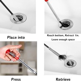 Drain Snake Hair Drain Clog Remover, 61Inch Flexible Claw Grabber Tool with Hook, Sink Snake Drain Clog Remover for Tub Pipes