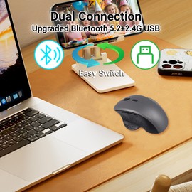 GUGUELEC Wireless Bluetooth Mouse, Ergonomic Design, Soundless, Portable