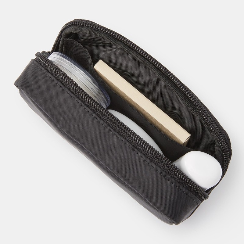 Muji 83525453 Nylon Compact Pouch, Black, Approx. 5.5 x 1.4