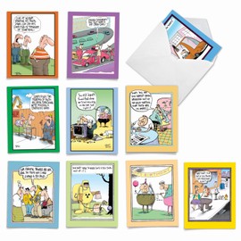 The Best Card Company - 10 Funny Birthday Cards Assorted (4 x 5.12 Inch) - Adult Cartoon Assortment, Boxed Greeting Cards with Envelopes - Mccoy Bros Cutups M6617BDG