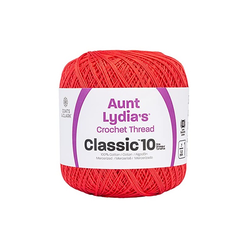 Aunt Lydia Classic Crochet Thread, Bright Coral