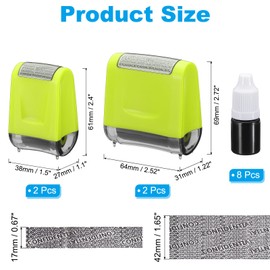 PATIKIL Identity Theft Protection Roller Stamp, 4Pcs 0.7/1.7" Confidential Roller Stamp Privacy ID Police Stamp Roller for Security ID Address with 8Pcs Refills, Light Green