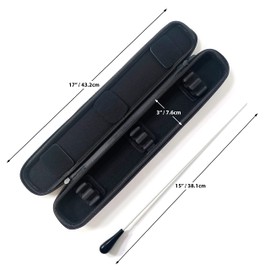 Lamonce Conductor Baton with Baton Case - Holds up to 2 16" Batons - Black Resin Conducting Baton-Case with Adjustable Inserts and Lid Pads - Complete with 2 Metal Bookmark Clips