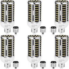 35W 6 pack LED Corn Light Bulb,(300W Equivalent ) Commercial Grade Daylight 5000K E26/E39 5000LM Medium Mogul Base LED Lamp,Large Area Lights For Outdoor Indoor Garage Warehouse Factory Bay Light