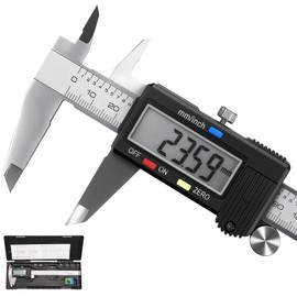 Caliper Measuring Tool, Qfun Vernier Digital Caliper Stainless Steel 6 Inch/150mm, Digital Micrometer Waterproof, Easy Switch from Inch to Millimeter, Large LCD Screen