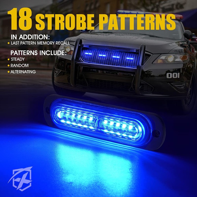Xprite Blue LED Emergency Strobe Lights Kit for Vehicles -