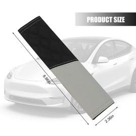 FALVFUN Car Seat Belt Cover, Soft Comfortable Wear-Resistant Leather Vehicle Seatbelt Strap Shoulder Cushion, Automotive Interior Neck Protection Mat Pad, Universal Fit (Grey/Black)