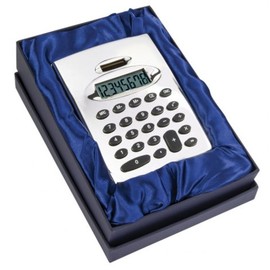 SILBERKANNE Table Calculator Classic 11 x 14 cm Premium Silver Plated Elegant Silver-Plated in First-Class Workmanship and Elegant Look