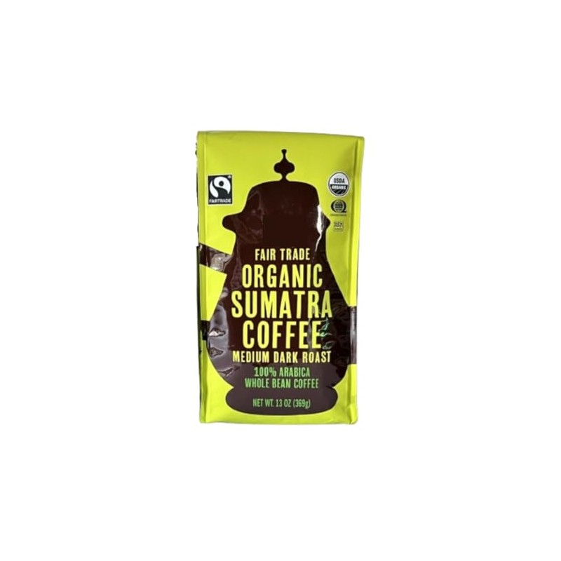 Trader SUMATRA Whole Bean Coffee 100% Arabica USDAOrganic/FairTrade/Kosher Pareve Certified