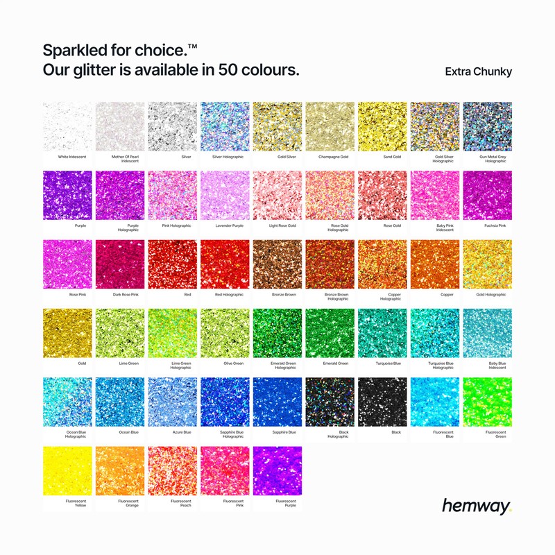 Hemway Premium Ultra Sparkle Glitter Multi Purpose Metallic Flake for
