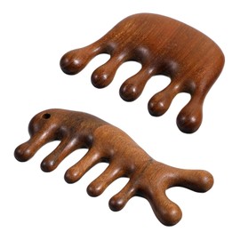 2 Pack Wooden Scalp Massagers, Natural Sandalwood Wide Tooth Comb Dandruff Comb, Handmade Gua Sha Tool for Women Men, Hair Care, Hair Growth, Head Massage, Scalp Stimulation, Meridian Massager