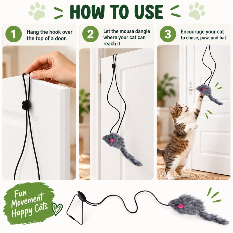 Door Hanging Cat Toy for Interactive Play – Dark Gray