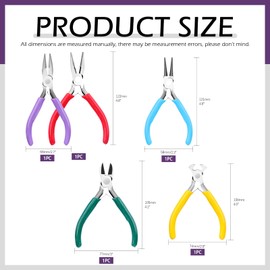 Swpeet 5Pcs Jewelry Pliers, Mini Jewelry Making Tools with Needle/Round/Bent Nose Pliers, Wire Cutters, End Nipper, for Jewelry Making, Wire Wrapping, Crafts