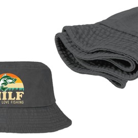 Milf Man I Love Fishing Hat Bucket Hat for Mens Denim Fishing Hat Funny Bucket Hat