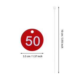 ONLYKXY 1-50 Plastic Number Tags with Rings Round Numbered Marking Identification Hang Tags Luggage Labels ID Tag for Organized Coded Key Box Cabinet Plant Coding Tag (Red)