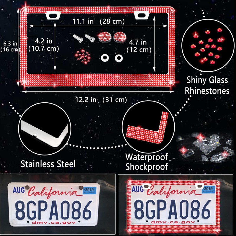 NBTEPEM 27 PCs Red Bling Car Accessories Set for Women,