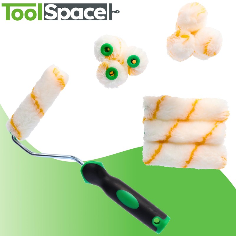 ToolSpace Set of 10 Paint Rollers + Handle - 11