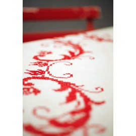 Vervaco Embroidery: Tablecloth: Red Leaf Design, 100% Cotton, Multi-Colour, 80 x 2 x 20 cm