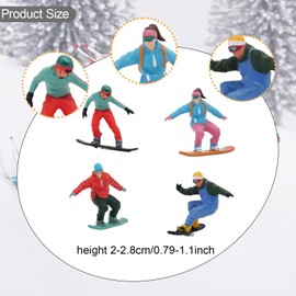 MagiDeal 4x 1/64 Scale Snowboarding Figure Skiing Figurine Miniature Skier Model for Collections DIY Projects Doll House Decoration