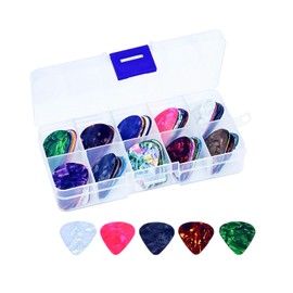 Samcos Guitar Picks, Set of 30, Thickness 0.02 inches (0.71 mm), Storage Case Included, Medium Pick, Guitar, Perfect for Beginners, Portable, For Practice, Colorful Teardrop