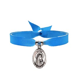 Virgin of Lourdes Bracelet Our Lady of Lourdes Adjustable Fabric Bracelet Religious Band for Women Men, Fabric