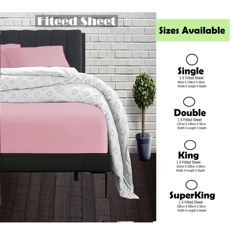Apex Furnishings Bedding king size Fitted Sheets Blush - Deep