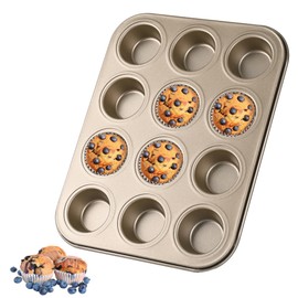 Audingull Mini Muffin Pan, Premium Small Cupcake Pans, Carbon Steel 12-Cup Muffin Tin, Versatile Non-Stick Bakeware
