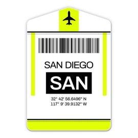 Squiddy San Diego Airport Code SAN Luggage Tag Style - Vinyl Sticker for Car, Laptop, Notebook (5" high)