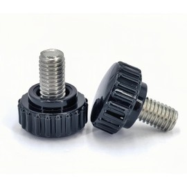 M8x10mm 304 Stainless Steel Threaded Knurled Thumbscrew Screw on Knobs Grips Black Round Clamping Screw, Black(20 Pcs)