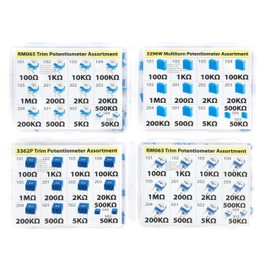 Trim Trimmer Potentiometer Assortment RM065, 3296W, 3362P, RM063 all 100Ω 1K 10K 100K 1M 200Ω 2K 20K 200K 500Ω 5K 50K