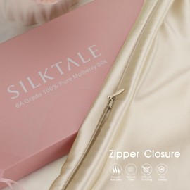 SILKTALE 100% Mulberry Silk Toddler/Travel Pillowcase,Both Sides 19MM Small Silk Pillow Case with Hidden Zipper for Kids/Baby 1pc,Beige,13"x18"