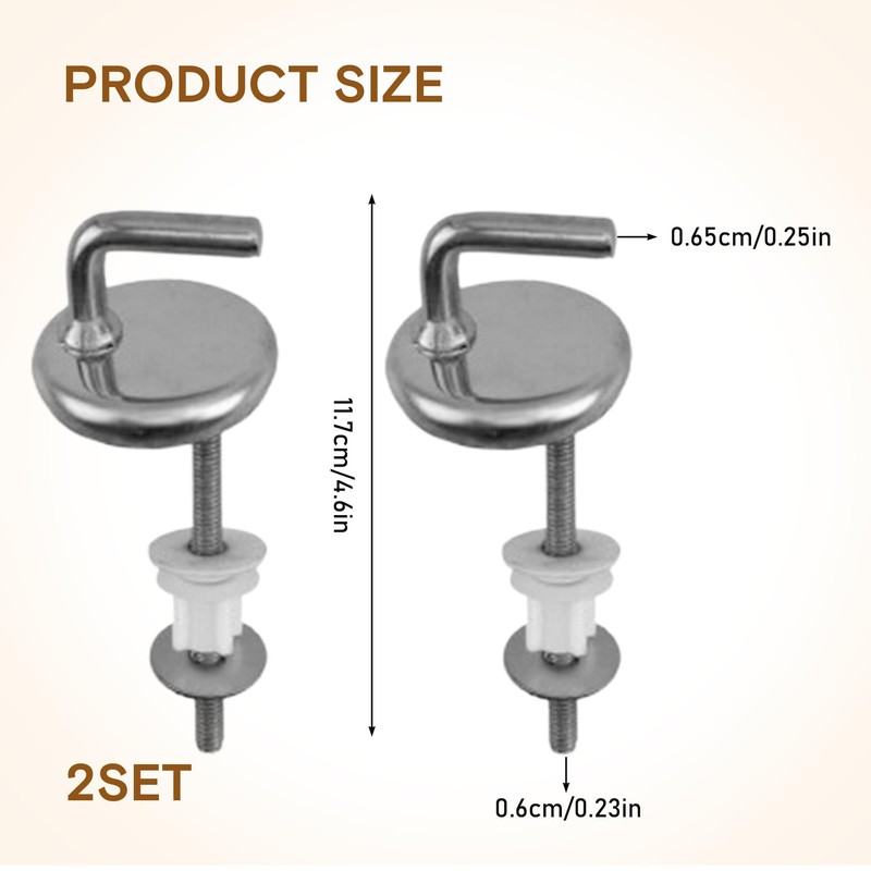 Vierone 2 Pcs Toilet Seat Hinges, Replacement Fittings, Easy &