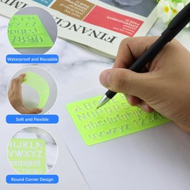 Plastic Letter Stencil Set with 1 Ruler 20cm Alphabet Stencil Small Letters and Numbers Stencils for Kids Drawing Stencil Painting Learning DIY