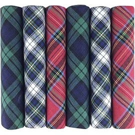 Hetherington Gray Box of 6 Tartan Plaid Cotton Handkerchiefs for Men