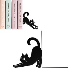 Black Metal Cute Cat Bookends Set of 2
