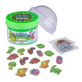 CRA-Z-ART Cra Z Slimy Slimy Topper Jars Slimysaurus Dino Pre made slime with dinosaur themed puffy charms and sequins
