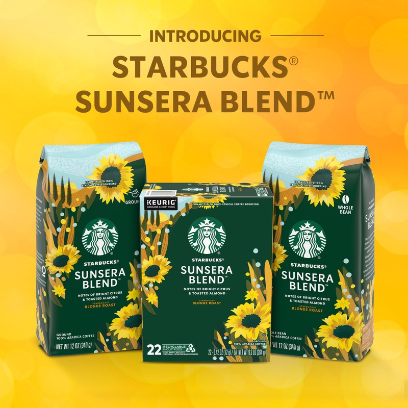 Starbucks K-Cup Coffee Pods, Sunsera Blend For Keurig Coffee Makers,