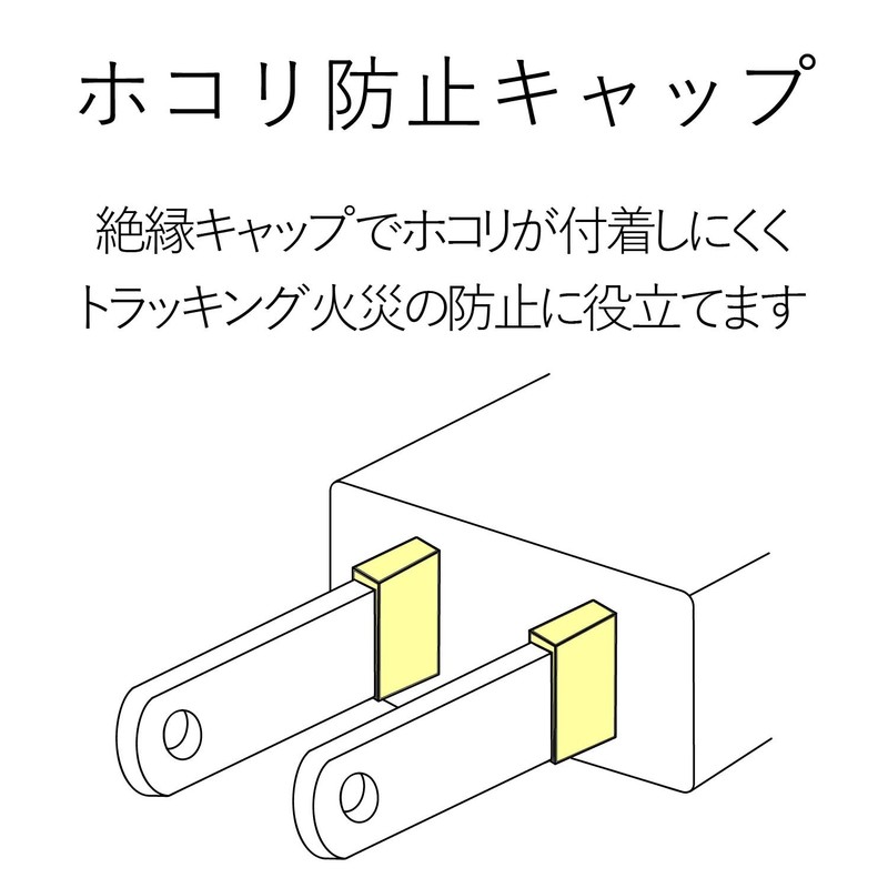 エレコム 電源タップ 雷ガード スウィングプラグ ほこりシャッター付 3個口 1m ホワイト T-KST02-22310WH
