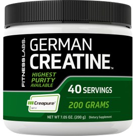 Fitness Labs German Creatine Powder | 7.05 oz | 39 Servings | Creapure | Monohydrate Powder | Non-GMO, Gluten Free Supplement