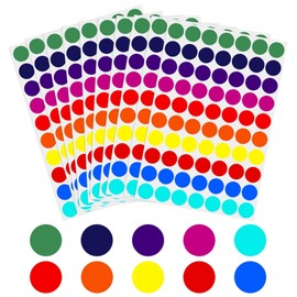 1400PCS 3/4" Colored Dot Stickers Round,Round Color Coding Labels,10 Colors Small Circle Dots Stickers,for Toddlers Office Student Teacher Classroom Papers Yard Sale Envelopes Paper Scrapbook