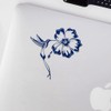 Transparent Decal Stickers of Hummingbird and Hibiscus Tattoo (Navy Blue)