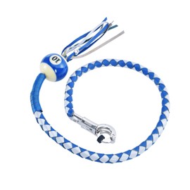 GARGOYLE BELLS Genuine Leather Motorcycle Whips 36" Get Back Whip with Fringes and Ball, Heavy Duty Biker Whips Handlebar Accessories for Motorbike(Silver&Blue, 36")