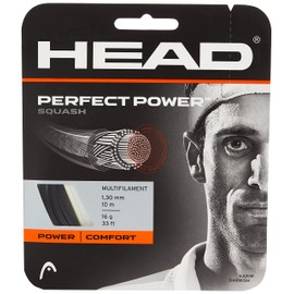 Head Perfect Power Squash Racquet String - Multi-Colour/Black, Size 16