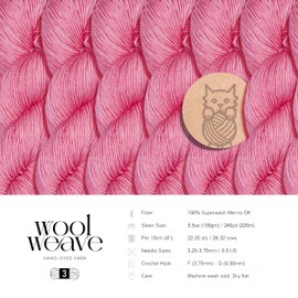 Superwash - Hilo de lana merino para proyectos de punto y ganchillo, hilo teñido a mano de alta calidad, 100 gr, 240 yardas de peso Dk, hilo de color rosa camelia lujoso, suave y duradero