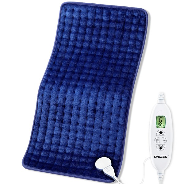 QALTGC Heating Pad (12"x 24"), LCD Controller, Machine Washable, Comfortable Soft for Cramps/Pain Relief（Dark Blue）