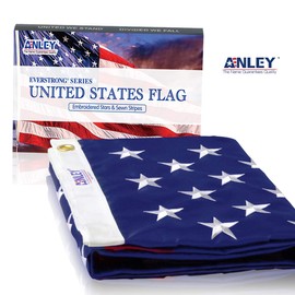 Anley EverStrong Series American US Flag 4x6 Foot Heavy Duty Nylon - Embroidered Stars and Sewn Stripes - 4 Rows of Lock Stitching - USA Banner Flags with Brass Grommets 4 X 6 Ft
