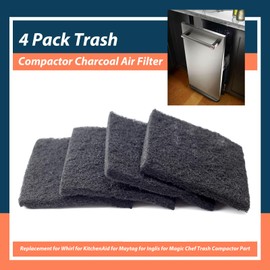 Lisnhlin 4 Pack Trash Compactor Charcoal Air Filter Replacement for Whirl for KitchenAid for Maytag for Inglis for Magic Chef Trash Compactor Part Replace 4151750 554358 WP4151750 AP6009134 PS11742279