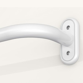 JRZOO Wrap Around Curtain Rods White, Blackout Heavy Duty Curtain Pole for Windows 48 to 84 Inch, 1" Decorative Room Darkening Curved Modern Drapery Rod (White/Unique Design/All Matel)