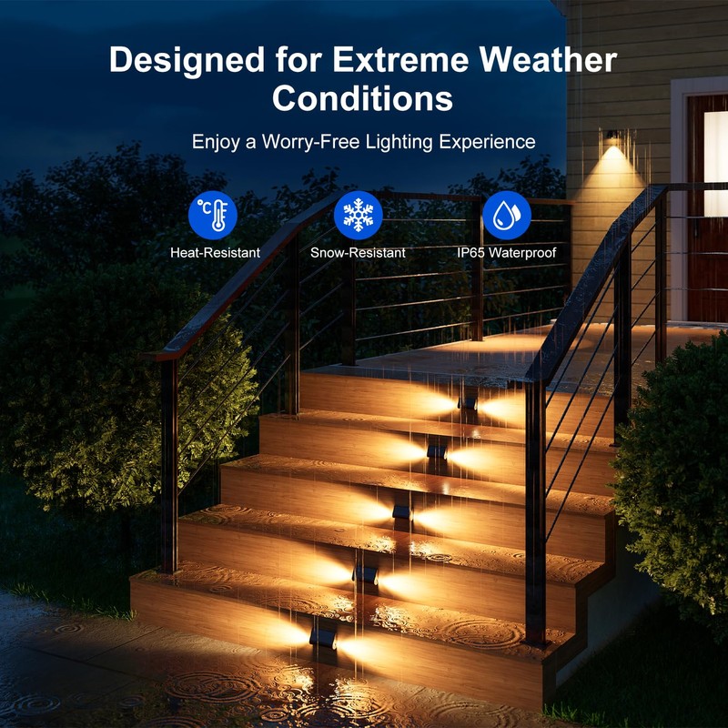 6 Pack Solar Powered Step Lights Outdoor Waterproof LED for